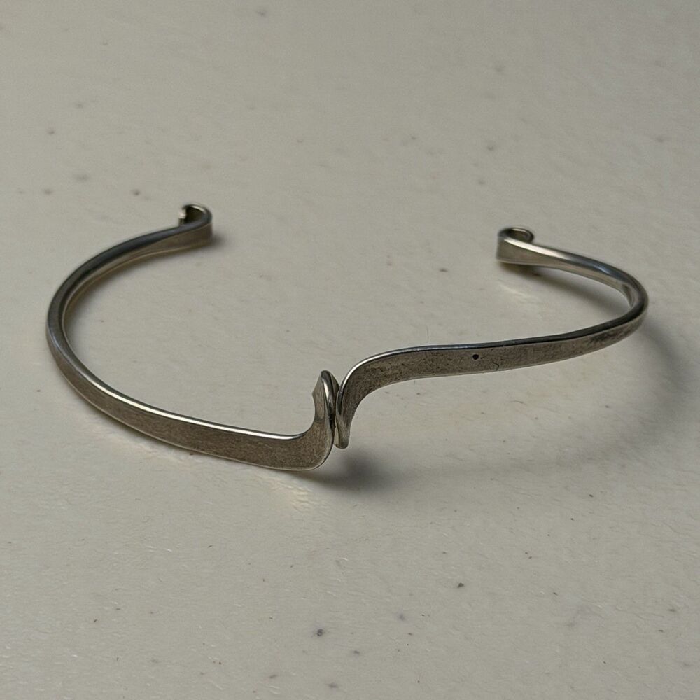 Vintage Sterling Cuff Dainty Wave Bracelet